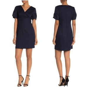 Trina Turk Navy Blue Textured Freedom Tulip Sheath Dress Size 6